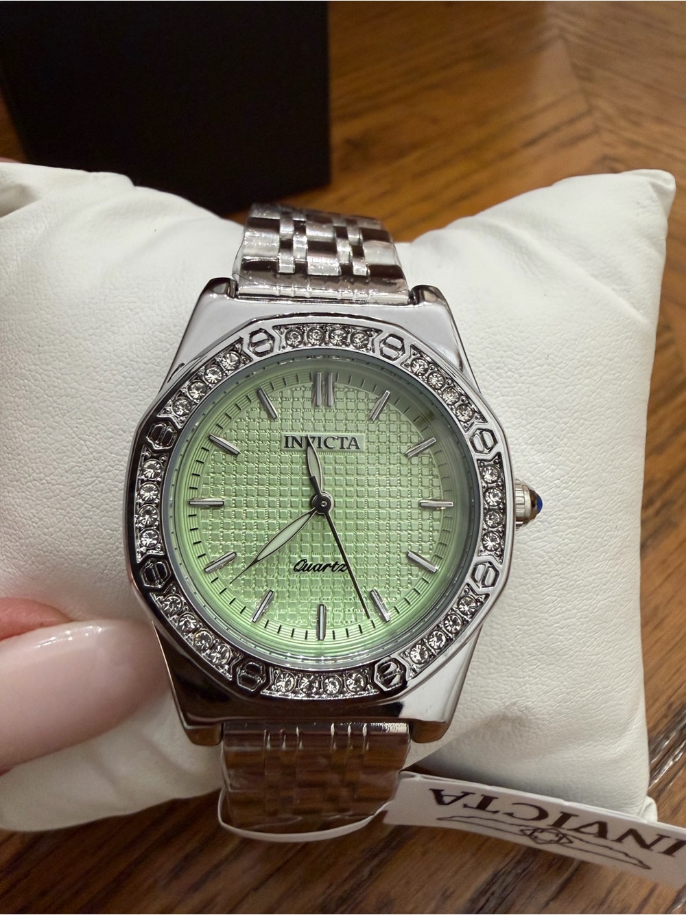 Invicta Wildflower Silver Watch Green Dial and Crystal Bezel